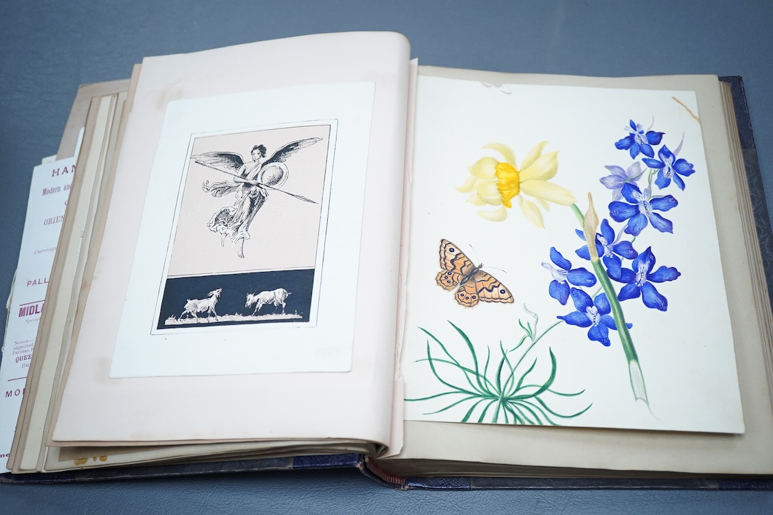 A collection of ephemera including Savoy Theatre, a photograph album and an album of watercolours and pencil studies, late 19th / early 20th century